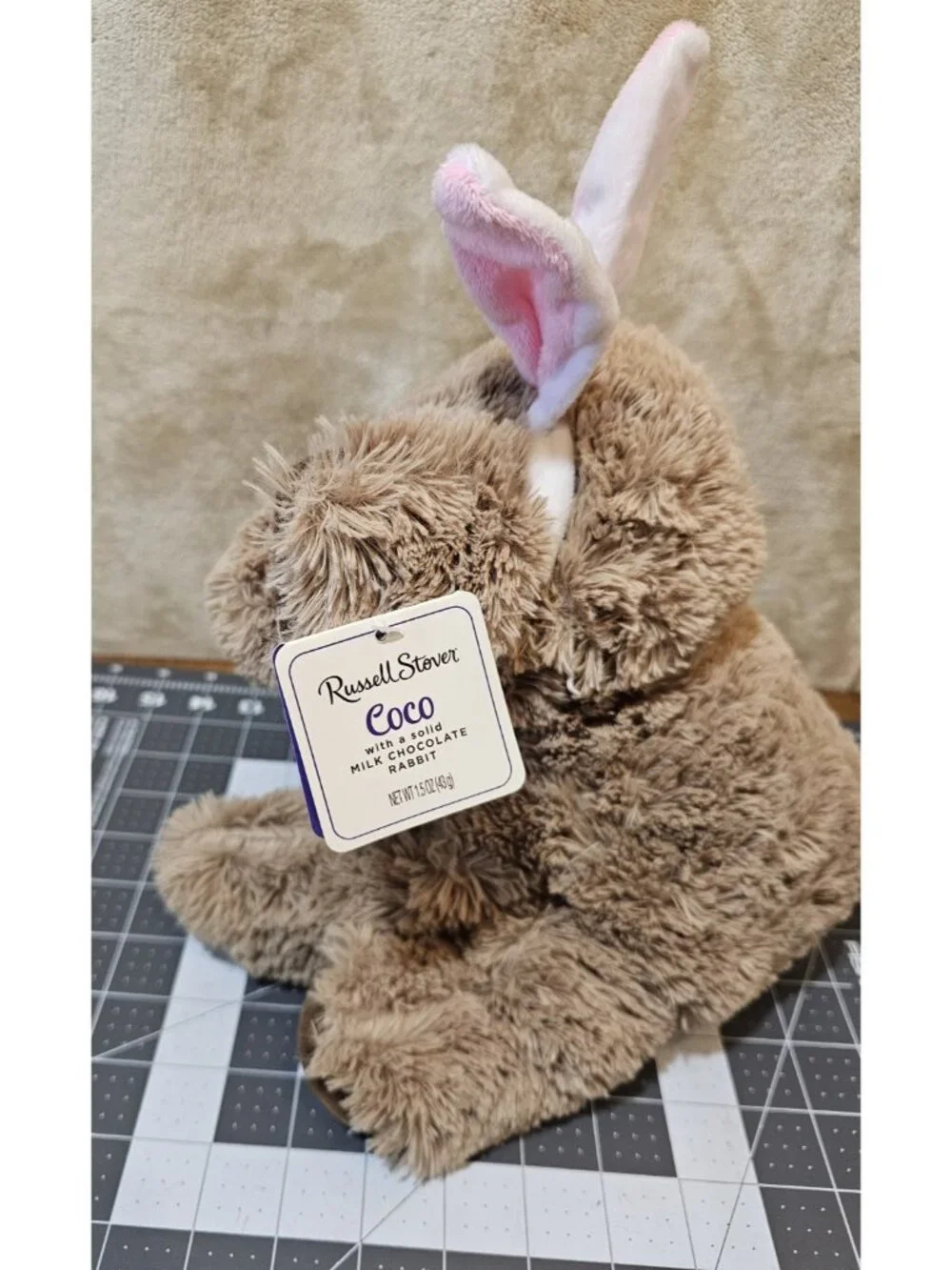 Russell Stover Puppy Dog Plush Easter Bunny Rabbit Ears 12